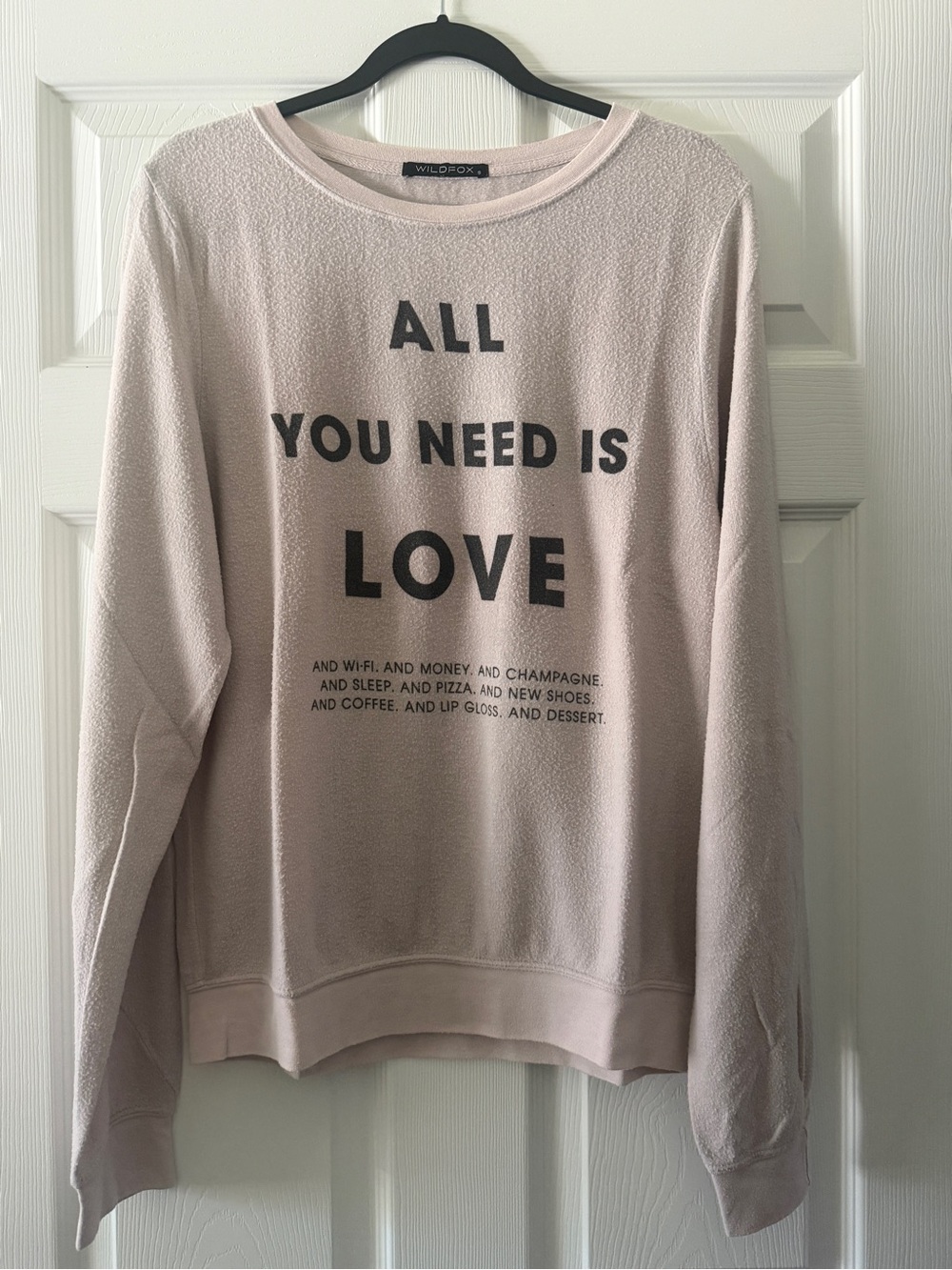 Wildfox Lavender ‘All You Need Is Love' Graphic Baggy Beach Jumper Sweatshirt
